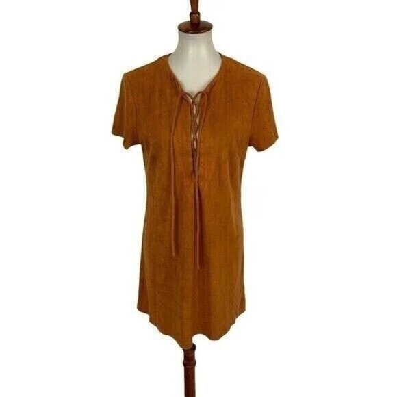 DO+BE Orange Short Sleeve Dress Large Ruffle Sleeve Summer Chic - Picture 1 of 6